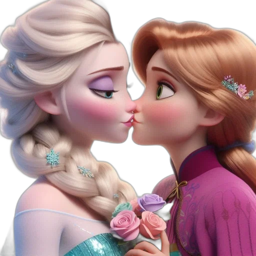 photorealistic, 3d render, snow, two, female, characters, one, blue transparent PNG cut-out
