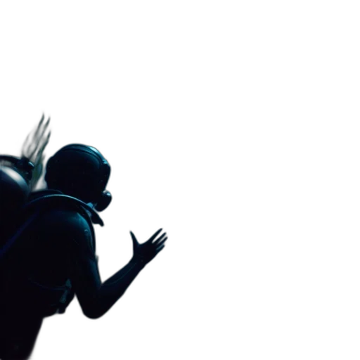 hat, mask, umbrella, robot, concept art, 3d render, outer space, underwater transparent PNG cut-out
