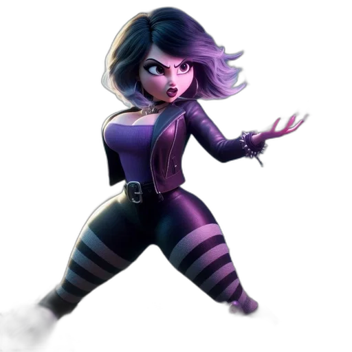 concept art, comic book art, fantasy art, 3d render, dark, animated, female, character transparent PNG cut-out