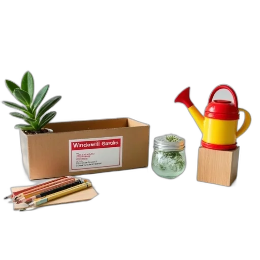 white, table, various, gardening, items, including, cardboard, box transparent PNG cut-out
