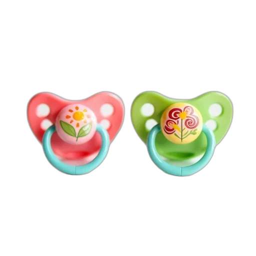 jewelry, pair, colorful, pacifiers, floral, designs, them, pink transparent PNG cut-out