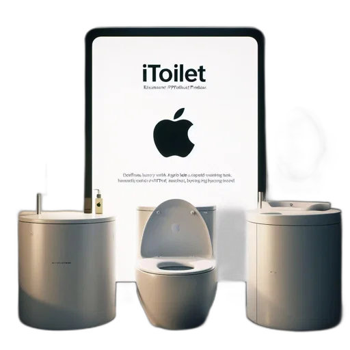 3d render, itoilet, adorned, apple, logo, occupies, sleek, modern transparent PNG cut-out