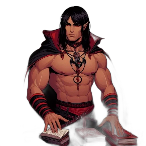 sword, fantasy art, concept art, comic book art, pixel art, red, muscular, male transparent PNG cut-out