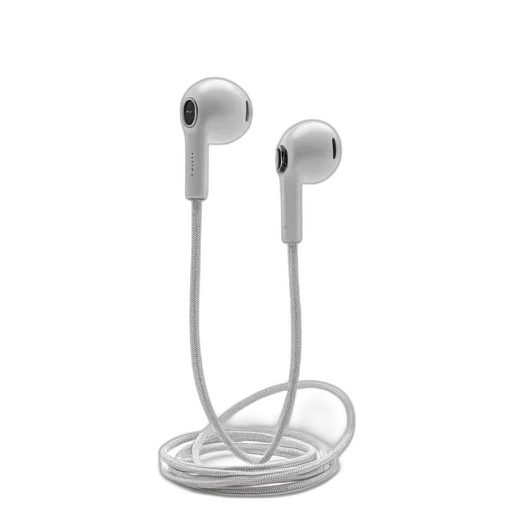 3d render, pair, white, earbuds, silver, cord, earbud, tip transparent PNG cut-out