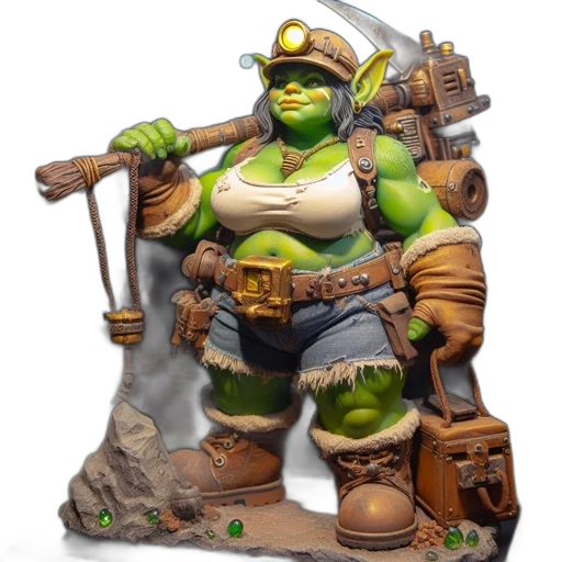staff, concept art, fantasy art, 3d render, comic book art, green-skinned, orc, goblin transparent PNG cut-out
