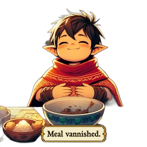 food, pixel art, concept art, fantasy art, comic book art, elfin, character, displeased transparent PNG cut-out