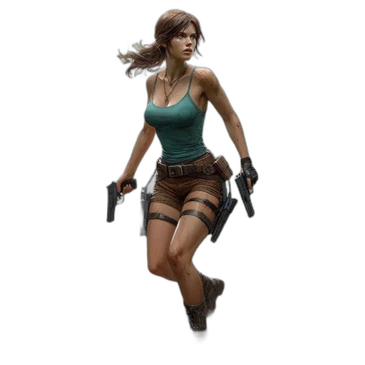 concept art, 3d render, pixel art, fantasy art, adventurous, woman, tropical, setting transparent PNG cut-out