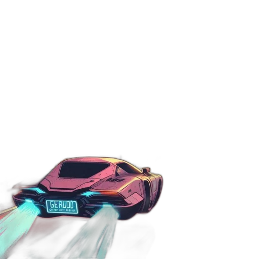 car, weapon, robot, vaporwave, concept art, watercolor, 3d render, neon lights transparent PNG cut-out