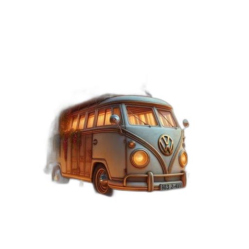 car, 3d render, concept art, photorealistic, pixel art, vintage, volkswagen, van transparent PNG cut-out