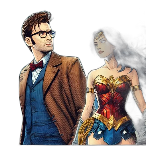 comic book art, concept art, cartoon, fantasy art, two, individuals, one, male transparent PNG cut-out