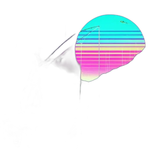 umbrella, hat, staff, weapon, vaporwave, 3d render, concept art, pixel art transparent PNG cut-out