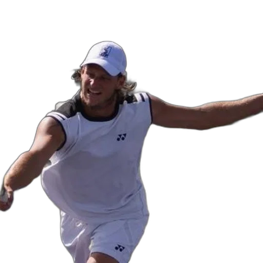 male, tennis, player, white, outfit, reaching, out, his transparent PNG cut-out