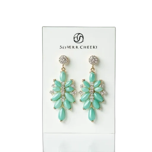 jewelry, green, pastel, pair, white, earrings, floral, design transparent PNG cut-out
