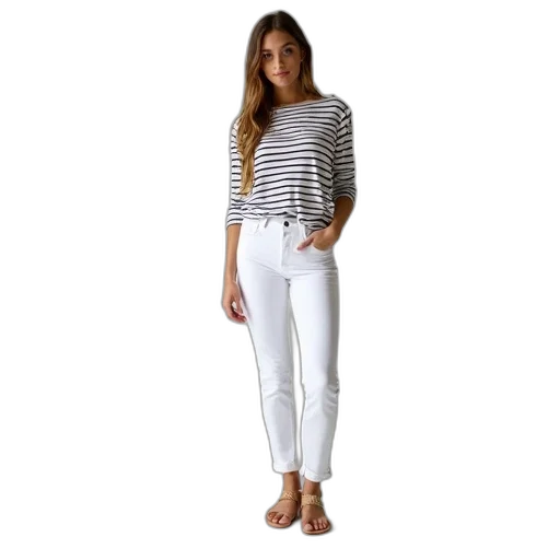 monochrome, white, jeans, striped, shirt, great, combo, cool transparent PNG cut-out