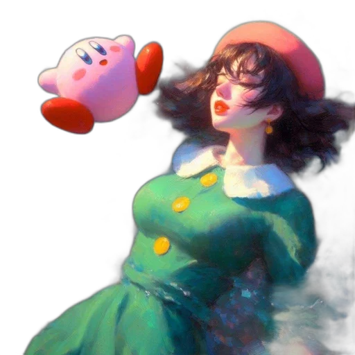 dress, creature, hat, face, concept art, watercolor, pixel art, vaporwave transparent PNG cut-out