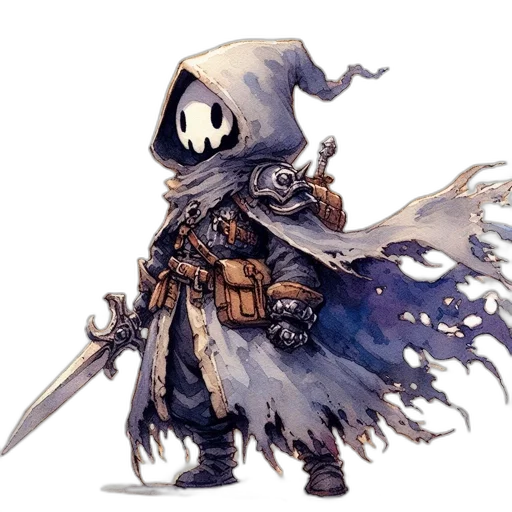 staff, weapon, sword, mask, concept art, fantasy art, pixel art, watercolor transparent PNG cut-out