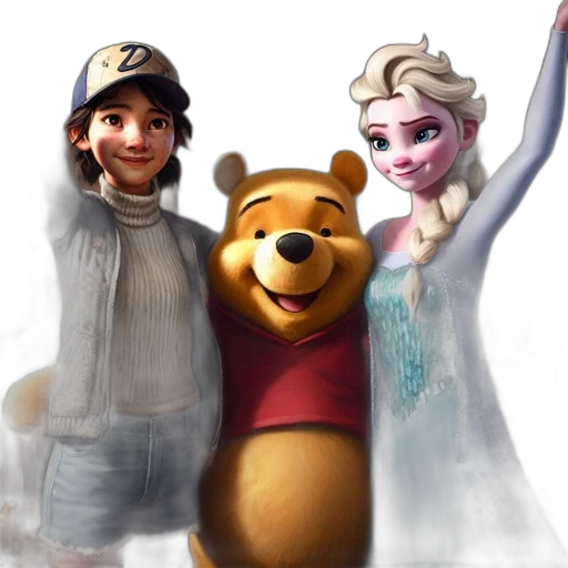 concept art, fantasy art, 3d render, photorealistic, three, diverse, characters, young transparent PNG cut-out