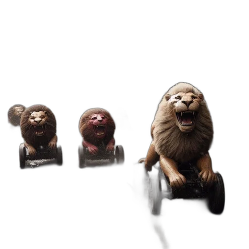 car, creature, animal, concept art, 3d render, photorealistic, mechanical, lions transparent PNG cut-out