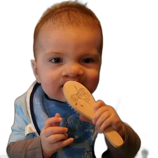 face, staff, bottle, photorealistic, baby, wearing, blue, bib transparent PNG cut-out