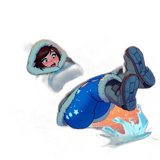 shoes, creature, jacket, concept art, watercolor, fantasy art, cartoon, snow transparent PNG cut-out