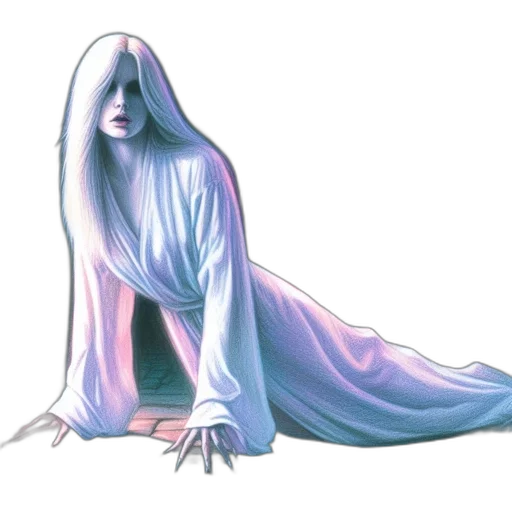 dress, creature, hair, mask, concept art, fantasy art, vaporwave, watercolor transparent PNG cut-out