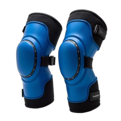 robot, shoes, 3d render, pair, blue, knee, pads, black transparent PNG cut-out