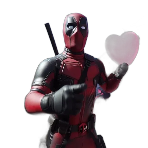 weapon, concept art, comic book art, 3d render, deadpool, dressed, superhero, holds transparent PNG cut-out