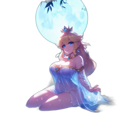 dress, crown, creature, concept art, fantasy art, pixel art, watercolor, underwater transparent PNG cut-out