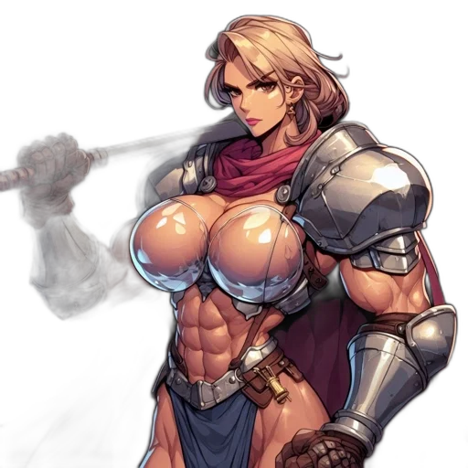 weapon, sword, concept art, fantasy art, pixel art, comic book art, muscular, armored transparent PNG cut-out