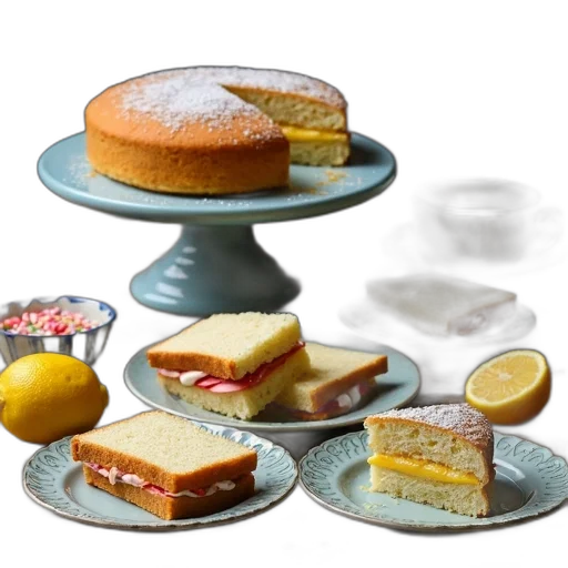 food, 3d render, pastel, cluttered, table, various, items, including transparent PNG cut-out