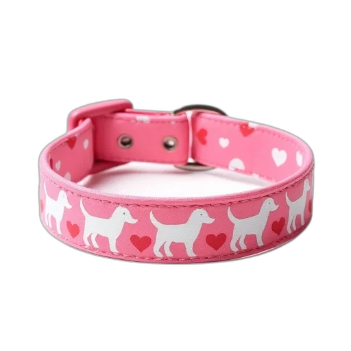 jewelry, pink, dog, collar, pattern, white, dogs, hearts transparent PNG cut-out