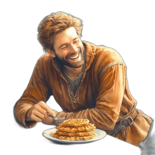 food, jacket, photorealistic, oil painting, watercolor, concept art, bearded, man transparent PNG cut-out