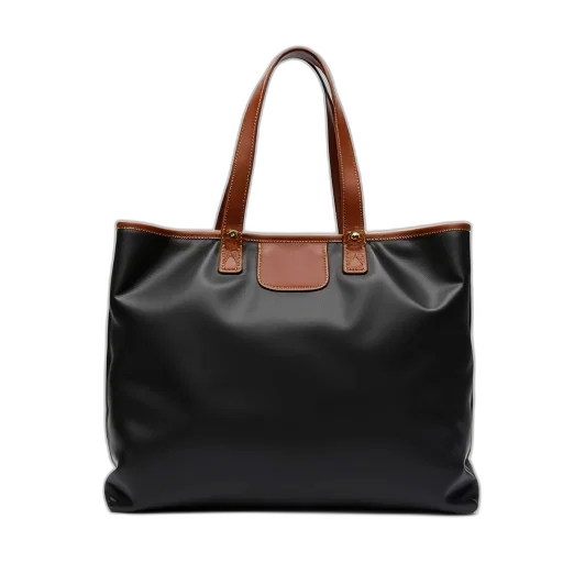 3d render, dark, earth tones, black, leather, bag, brown, trim transparent PNG cut-out