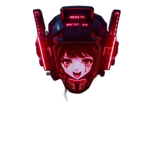 robot, mask, face, weapon, anime, cyberpunk, 3d render, concept art transparent PNG cut-out
