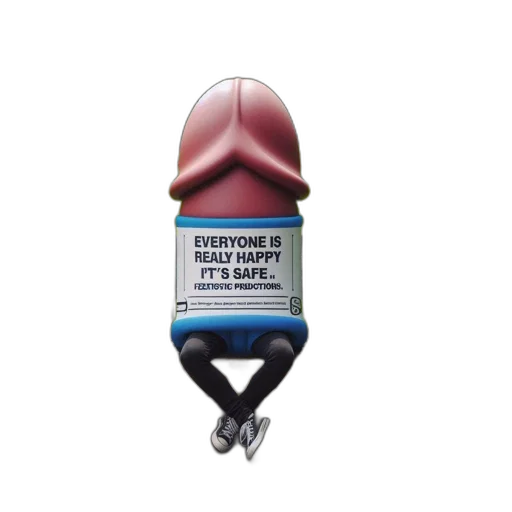 bottle, weapon, staff, robot, 3d render, oversized, inflatable, condom transparent PNG cut-out