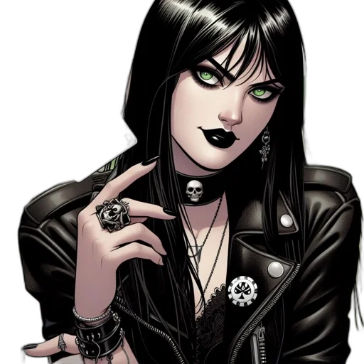 jewelry, comic book art, concept art, cartoon, fantasy art, dark, gothic-styled, woman transparent PNG cut-out