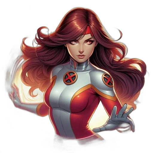 comic book art, concept art, fantasy art, pixel art, female, superhero, white, red transparent PNG cut-out