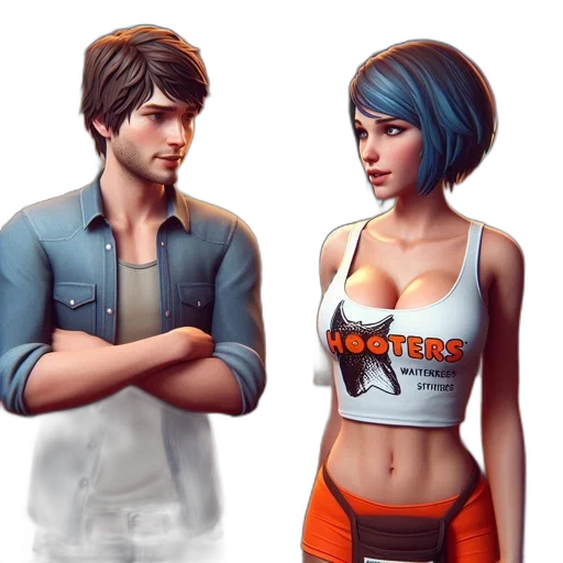 concept art, 3d render, fantasy art, pixel art, two, animated, characters, one transparent PNG cut-out