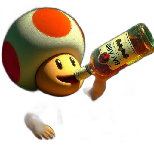 bottle, weapon, hat, food, 3d render, concept art, image, toad transparent PNG cut-out