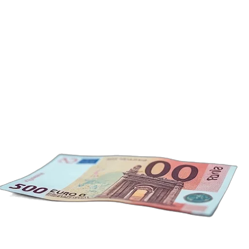3d render, two, euro, bills transparent PNG cut-out