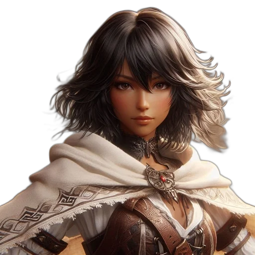 face, fantasy art, concept art, photorealistic, 3d render, female, character, white transparent PNG cut-out