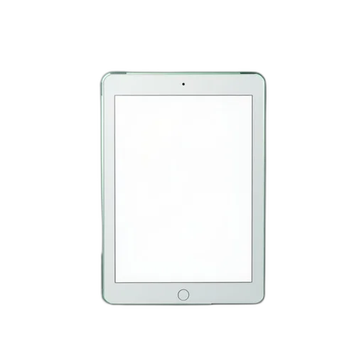 robot, white, tablet, blank, screen, placed, green, surface transparent PNG cut-out