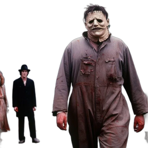 concept art, foggy, graveyard, sinister, figure, tattered, brown, jumpsuit transparent PNG cut-out