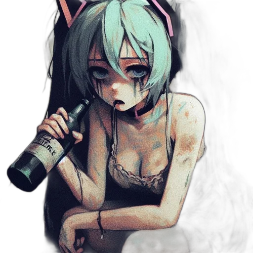 bottle, mask, robot, creature, anime, watercolor, cyberpunk, pixel art transparent PNG cut-out