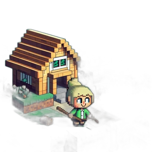 building, furniture, staff, robot, pixel art, concept art, 3d render, fantasy art transparent PNG cut-out