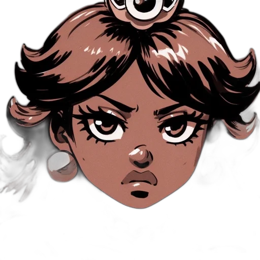 face, crown, staff, hair, concept art, comic book art, anime, cartoon transparent PNG cut-out
