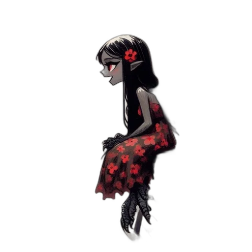 dress, creature, flower, mask, concept art, pixel art, fantasy art, watercolor transparent PNG cut-out