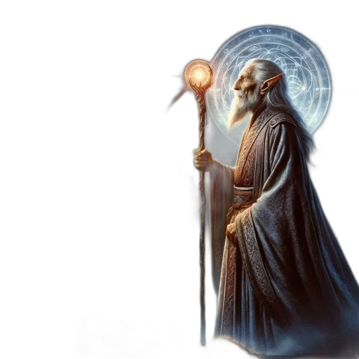 staff, sword, concept art, fantasy art, old, man, resembling, wizard transparent PNG cut-out