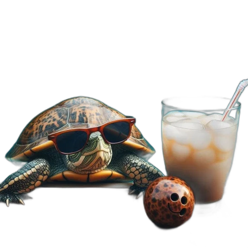 food, animal, hat, photorealistic, 3d render, vaporwave, concept art, turtle transparent PNG cut-out