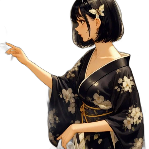 dress, staff, jewelry, flower, concept art, fantasy art, anime, pixel art transparent PNG cut-out